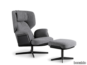 OLOS - Swivel fabric armchair with footstool _ Bonaldo