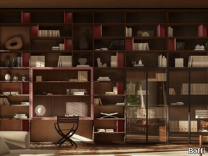 ANTIBES SYSTEMS - Wall-mounted sectional wooden bookcase with secretary desk _ Boffi