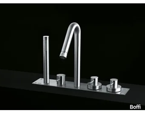 MINIMAL - Stainless steel bathtub tap with hand shower _ Boffi