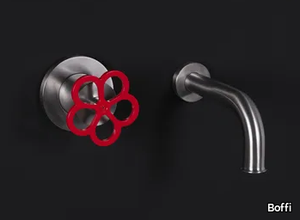 PIPE - Wall-mounted brushed steel bathtub tap _ Boffi