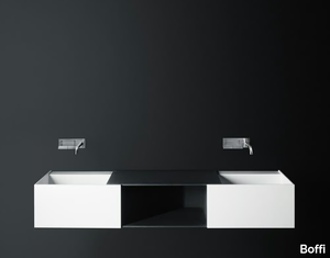 DueC - Wall-mounted double Corian® washbasin _ Boffi