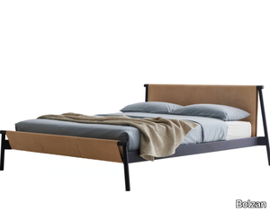 JACK-E - Double bed with tanned leather and metal structure _ Bolzan