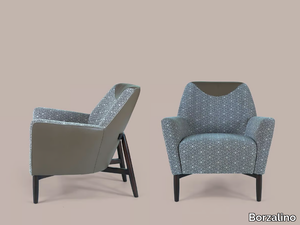 EVE PLUS - Leather and fabric armchair with armrests _ Borzalino