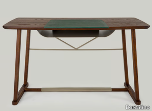 GOLIA - Rectangular wooden writing desk with leather details _ Borzalino