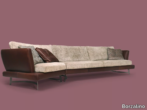 MARTIN - Sectional leather and fabric sofa _ Borzalino