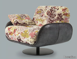 AYTON - Fabric armchair with leather armrests _ Borzalino