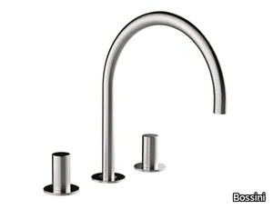 NOBU - INOX AISI 316L - Countertop 3 hole stainless steel washbasin tap _ Bossini