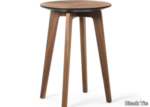 TOMMI - Round walnut high side table _ Black Tie