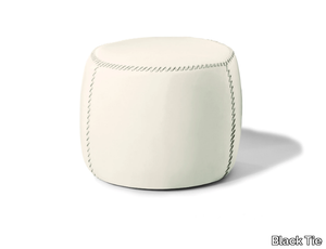 CASABLANCA - Round leather pouf _ Black Tie