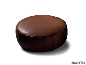 CASABLANCA - Round leather pouf _ Black Tie