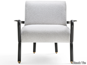 GIRÒ - Ash and fabric armchair with armrests _ Black Tie