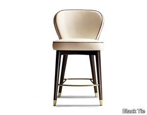 OLIVIA - Swivel high leather stool _ Black Tie