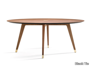 SANTIAGO - Round walnut table _ Black Tie