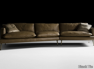 ISLAND - Modular sectional leather sofa _ Black Tie