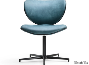 KALIDA OFFICE - Swivel leather chair with 5-spoke base _ Black Tie