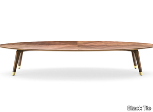 MILTON - Low oval walnut coffee table _ Black Tie