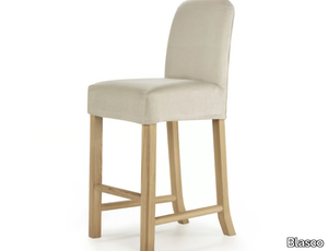 VERBIER - High linen and oak stool with footrest _ Blasco