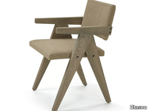 BIRDIE - Linen and oak chair with armrests _ Blasco