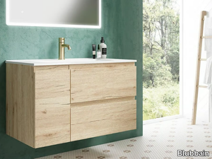 CAPTUS 01 - Wall-mounted vanity unit with integrated washbasin _ Blubbain