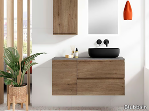 CAPTUS 02 - Wall-mounted vanity unit with drawers _ Blubbain