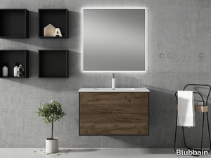 SET CORFU - Wall-mounted single vanity unit with drawers _ Blubbain