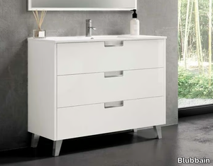 SET JAZMÍN - Floor-standing vanity unit with drawers with integrated washbasin _ Blubbain