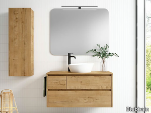 BOHEM 01 - Wall-mounted wooden vanity unit with drawers _ Blubbain