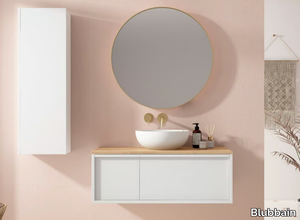 HONEY 03 - Wall-mounted wooden vanity unit with drawers _ Blubbain