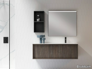 HONEY 02 - Wall-mounted wooden vanity unit with drawers _ Blubbain