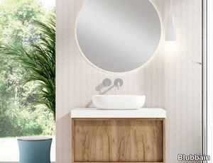 HONEY 04 - Wall-mounted wooden vanity unit with drawers _ Blubbain