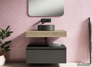 SET COVELA + VIOLETTA - Wall-mounted wooden vanity unit with drawers _ Blubbain