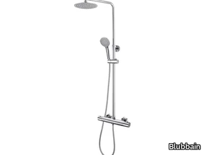 FRIDA ROUND - Wall-mounted thermostatic shower panel with hand shower _ Blubbain