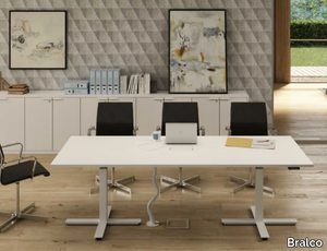 WINGLET - Height-adjustable rectangular melamine-faced chipboard meeting table with cable management _ Bralco