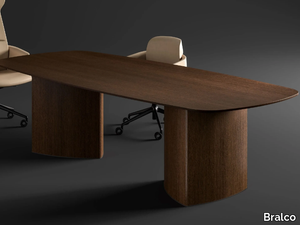 TRILO - Rectangular wooden meeting table with cable management _ Bralco