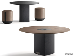 TRILO - Round wooden meeting table with cable management _ Bralco