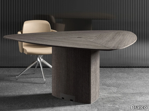 TRILO - Triangular wooden meeting table with cable management _ Bralco