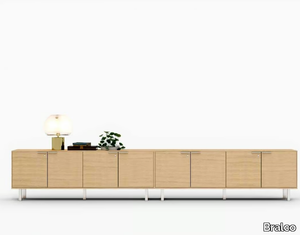 LOOPY - Modular oak office storage unit with hinged doors _ Bralco