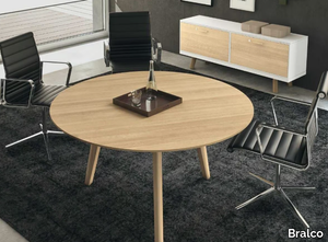 RAIL - Round oak meeting table _ Bralco