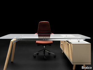 RAIL - Glass executive desk with shelves _ Bralco