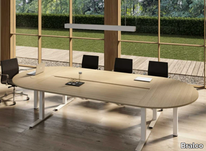 WINGLET - Melamine-faced chipboard meeting table with cable management _ Bralco