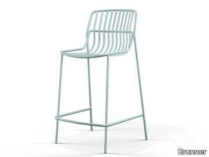 CRONA STEEL - Powder coated steel barstool with footrest _ Brunner