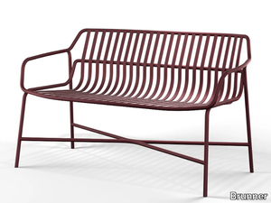 CRONA STEEL - Powder coated steel bench with back _ Brunner