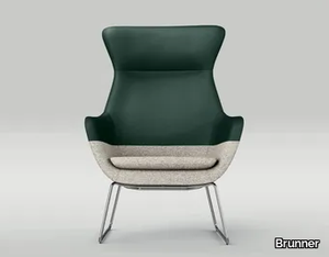 CRONA LOUNGE - Sled base fabric armchair with armrests high-back _ Brunner