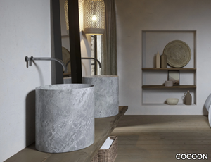 PURUST BASIN - Countertop round natural stone washbasin _ COCOON