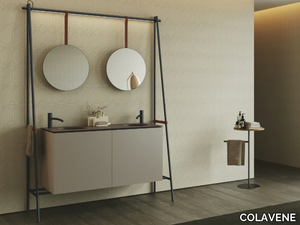 ALTALENA - Double stainless steel vanity unit with LED lighting pole _ COLAVENE