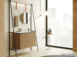 ALTALENA - Single stainless steel vanity unit with LED lighting pole _ COLAVENE