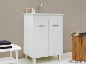 PRISMA - Melamine-faced chipboard laundry room cabinet with sink _ COLAVENE