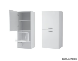 BRAVA 9 - Tall wall-mounted chipboard laundry room cabinet with laundry container _ COLAVENE