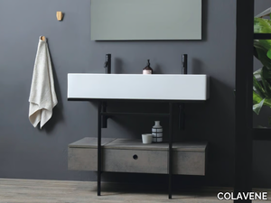 NOBU - Double wooden console sink with drawers _ COLAVENE