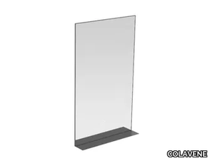 Mirror with integrated lighting - Wall-mounted metal mirror with shelf _ COLAVENE